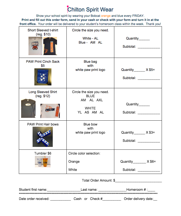 Chilton Spirit Wear